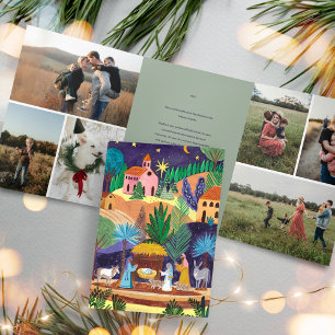 Convite Com Dobra Tripla Cena de Natal Foto Religiosa de Família Natal