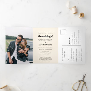 Convite Com Dobra Tripla Chic elegant Tudo em um casamento