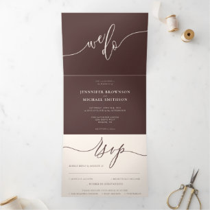 Convite Com Dobra Tripla Chocolate Brown Casamento extra fazemos Tudo Em Um
