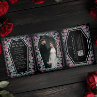Código QR de Casamento Gótico Preto Rosa