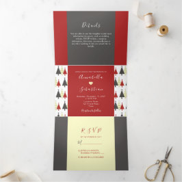 Convite Com Dobra Tripla Convite Triplo Dobra para Casamento de Inverno Ver
