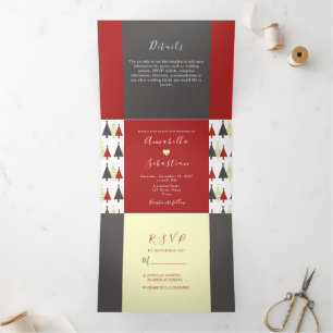 Convite Com Dobra Tripla Convite Triplo Dobra para Casamento de Inverno Ver