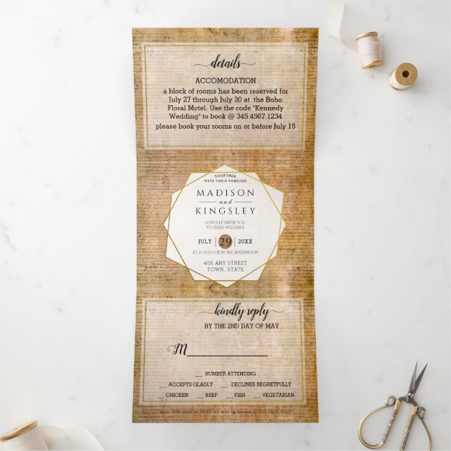 Convite Com Dobra Tripla Declaração de Independência 📜 Pergaminho dos EUA (Dentro)