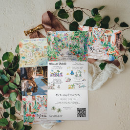 Convite Com Dobra Tripla Destino Sayulita Mexico | Casamento Ilustrado