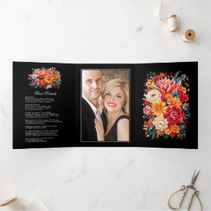 Convite Com Dobra Tripla Detalhes do Convidado da Festa de Casamento, Foto
