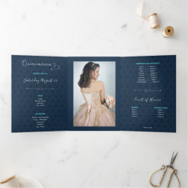 Convite Com Dobra Tripla Duas Fotografias Silhouette Tropical Charro Quince