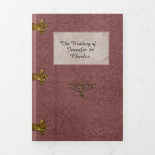 Convite Com Dobra Tripla Dusty Rosa Fairy Tale Wedding Foto