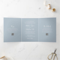 Elegante Código QR Azul Pó Casamento Moderno