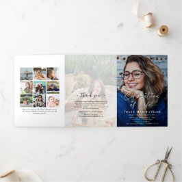 Convite Com Dobra Tripla Elegante Foto Overlay - Memorial Funeral