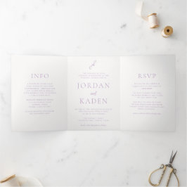 Convite Com Dobra Tripla Elegante Monograma de Casamento em Letra de Forma