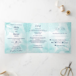 Convite Com Dobra Tripla Eteal Magnolia, Casamento