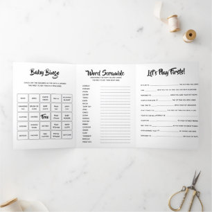 Convite Com Dobra Tripla Faça os primeiros jogos de bebê faça uma pintura d