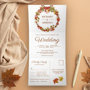 Convite Com Dobra Tripla Fall Autumn Rustic Country Sai Do Casamento