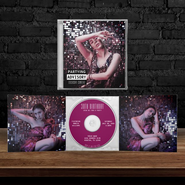 Convite Com Dobra Tripla Festa de aniversário do Cobrir do álbum do Music C (Criador carregado)