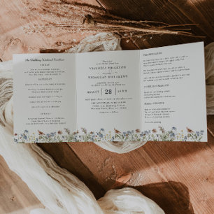 Convite Com Dobra Tripla Flor de Campo Montanhesa Rústica Casamento Boho