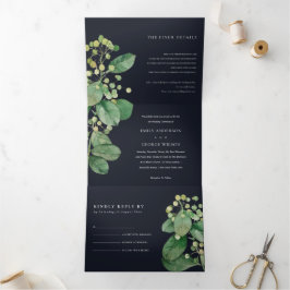 CONVITE COM DOBRA TRIPLA FOLIAGEM DE FOLIAGEM NEGRA GREENERAÇO WATERCOLOR W