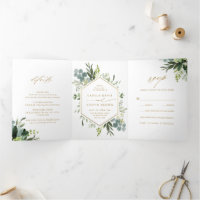 Foto de Casamento de Script Dourado Greenery Water