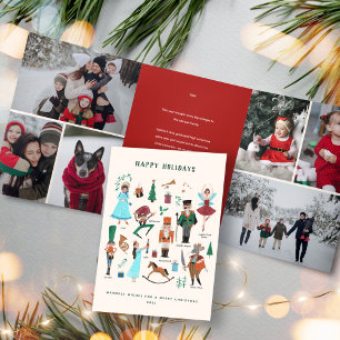 Convite Com Dobra Tripla Foto de Natal da Família Quebra-Nozes