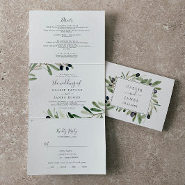 Convite Com Dobra Tripla Foto Do Branch Moderno, Casamento Tudo Em Um