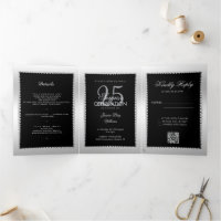 Foto preta prateada, 25 de código QR Surpresa Aniv