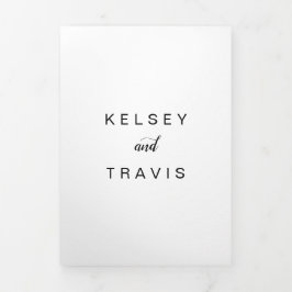 Convite Com Dobra Tripla Foto Simples Elegante Moderno Casamento