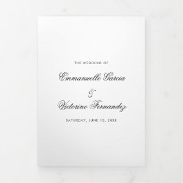 Convite Com Dobra Tripla Foto Simples Elegante Moderno Casamento