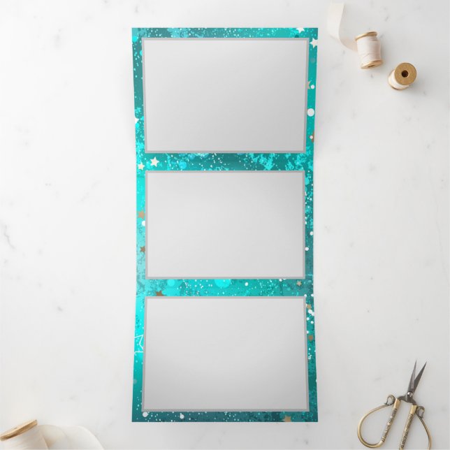 Convite Com Dobra Tripla Fundo do Mint Turquoise Foil (Dentro)