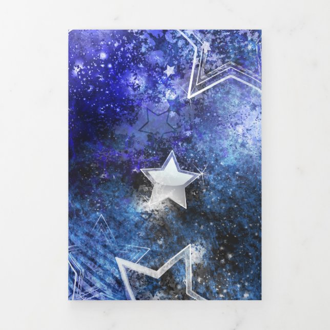 Convite Com Dobra Tripla Fundo Espacial com Estrelas (Cobrir)