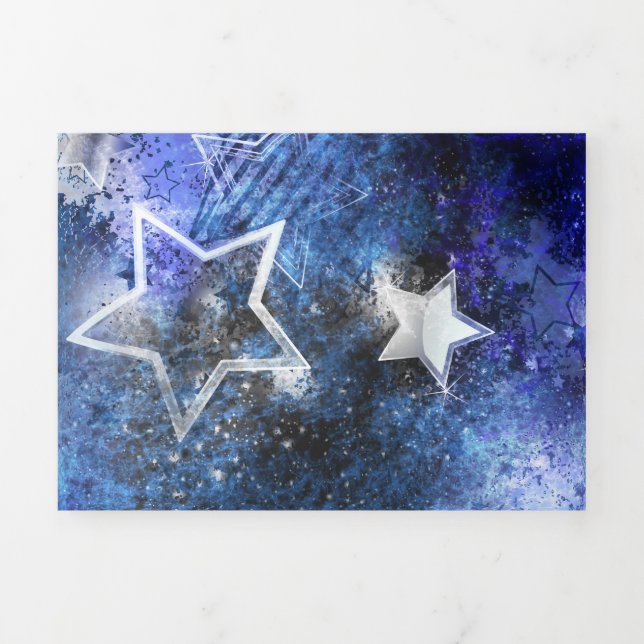 Convite Com Dobra Tripla Fundo Espacial com Estrelas (Cobrir)