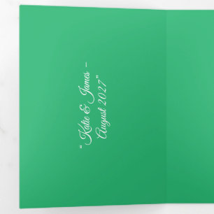 Convite Com Dobra Tripla Fundo Verde de Casa - Design de Casamento