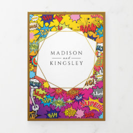 Convite Com Dobra Tripla Grafite De Casamento Com Bocas De Pop 💥 Arte 🎨 F