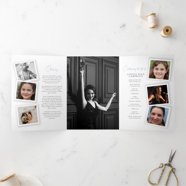 Convite Com Dobra Tripla Imagens simples do memorial funerário (Dentro)