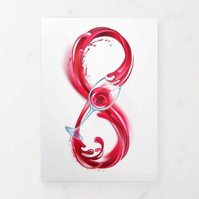 Convite Com Dobra Tripla Infinito com Vinho Tinto (Cobrir)