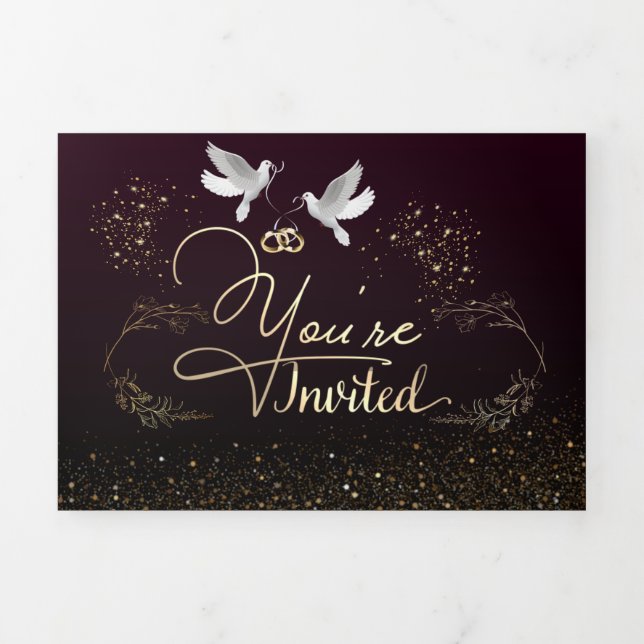 Convite Com Dobra Tripla Invitación para boda personagem (Cobrir)