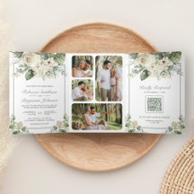 Ivory Rosa Sage Green Foto Floral Código QR Casame