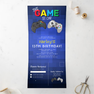 Convite Com Dobra Tripla Jogos! Vídeo Jogo Aniversário