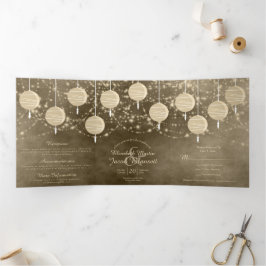 Convite Com Dobra Tripla Lanterns de Marfim Todos em Um Casamento