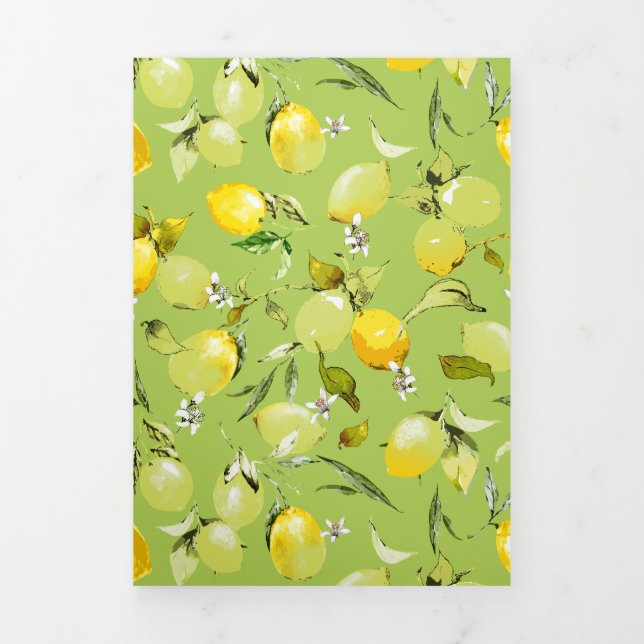 Convite Com Dobra Tripla Limões de aquarelas 22 (Cobrir)