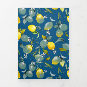 Convite Com Dobra Tripla Limões de aquarelas 29