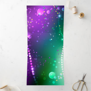 Convite Com Dobra Tripla Mardi Gras Festivo Purple Background