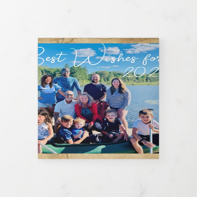 Convite Com Dobra Tripla Melhores Desejos para Foto e Xmas de Ano Novo (Cobrir)