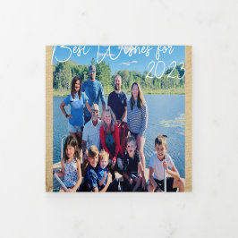 Convite Com Dobra Tripla Melhores Desejos para o Ano Novo Foto e Xmas - Let