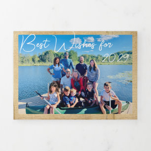 Convite Com Dobra Tripla Melhores Desejos para o Ano Novo Foto e Xmas - Let