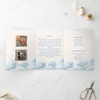 Convite Com Dobra Tripla Memorial Trifold Funeral Template