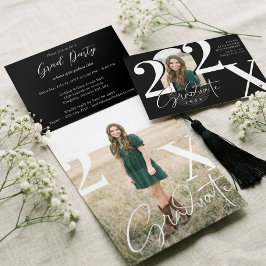 Convite Com Dobra Tripla Minimal Modern Bold Graduation Year Arch Photo