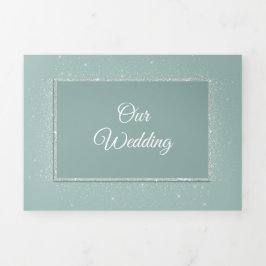 Convite Com Dobra Tripla Mint Green Elegance Wedding