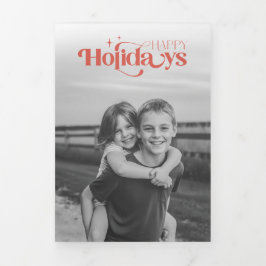 Convite Com Dobra Tripla Modern Children Photo Collage Christmas Holiday