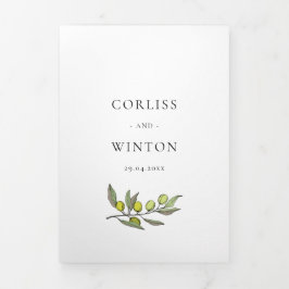 Convite Com Dobra Tripla Modern Olive Branch Tudo em um casamento