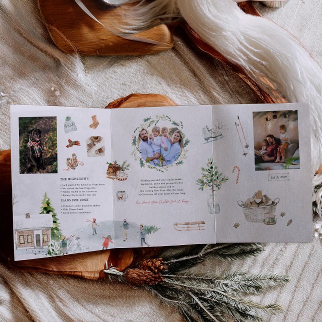 Convite Com Dobra Tripla Momentos De Inverno Cozy | Fotos da família natalí (Criador carregado)