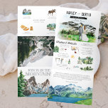 Convite Com Dobra Tripla Montanha Snowy Ruggy | Casamento Ilustrado<br><div class="desc">Ponha o tom para um excitante fim de semana com um convite itinerário personalizado. Este convite para a "sala" é uma forma excelente de dar aos seus convidados informações adicionais sobre o casamento. Estas cartas podem listar as festividades em volta do seu fim de semana de casamento, como cocktails de...</div>